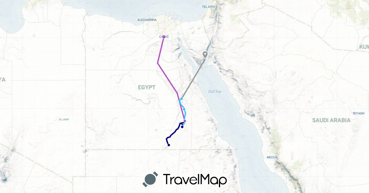 TravelMap itinerary: driving, plane, train, boat in Egypt (Africa)