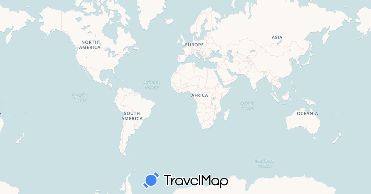 TravelMap itinerary: driving, plane, hiking, boat in Brazil (South America)