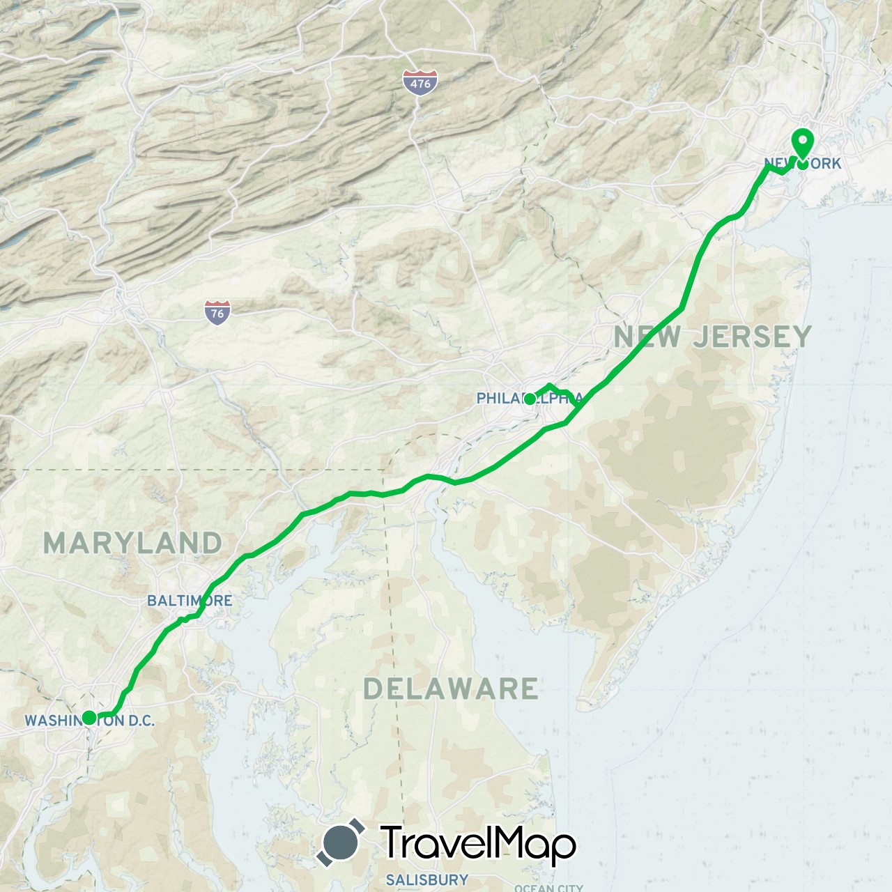 TravelMap itinerary: driving, bus in United States (North America)